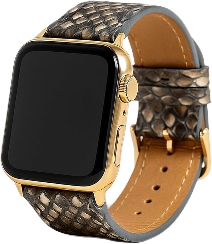 Python Leather Apple Watch Band | Exotic Snake Skin Strap | All Sizes 38mm–49mm | Multiple Band and Closure Color Variations