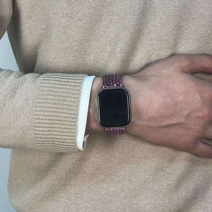 Python Leather Apple Watch Band | Exotic Snake Skin Strap | All Sizes 38mm–49mm | Multiple Band and Closure Color Variations