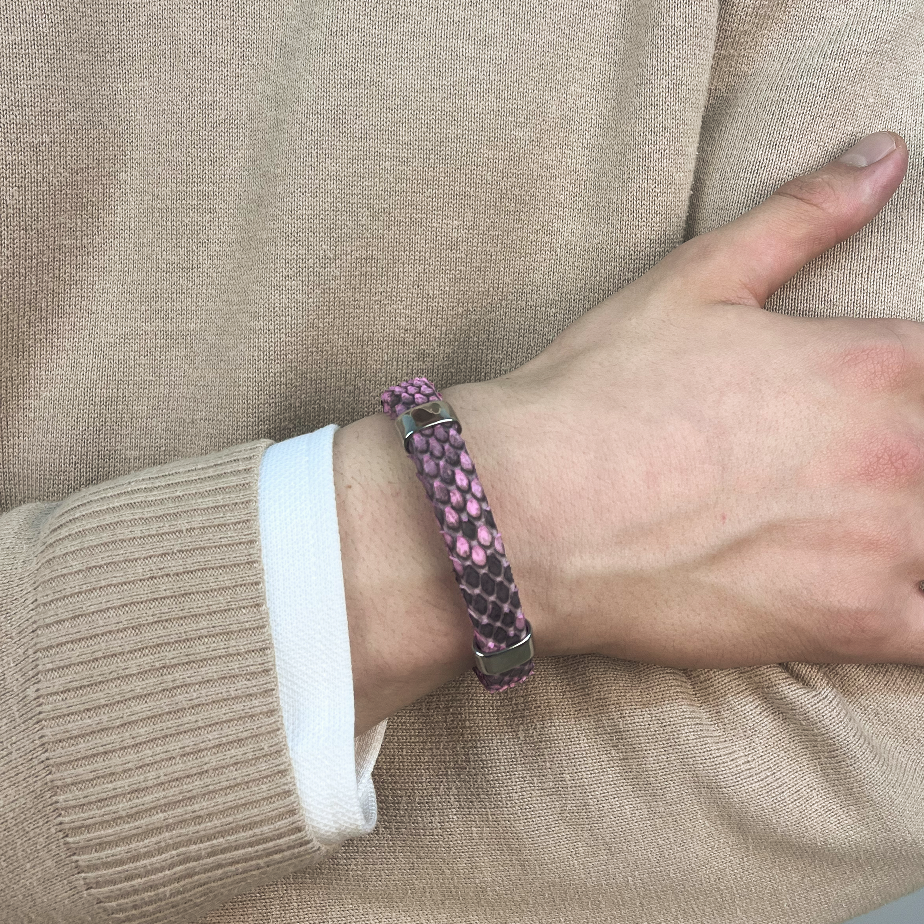 Handmade Python Leather Bracelet Exotic Luxury Cuff for Men & Women