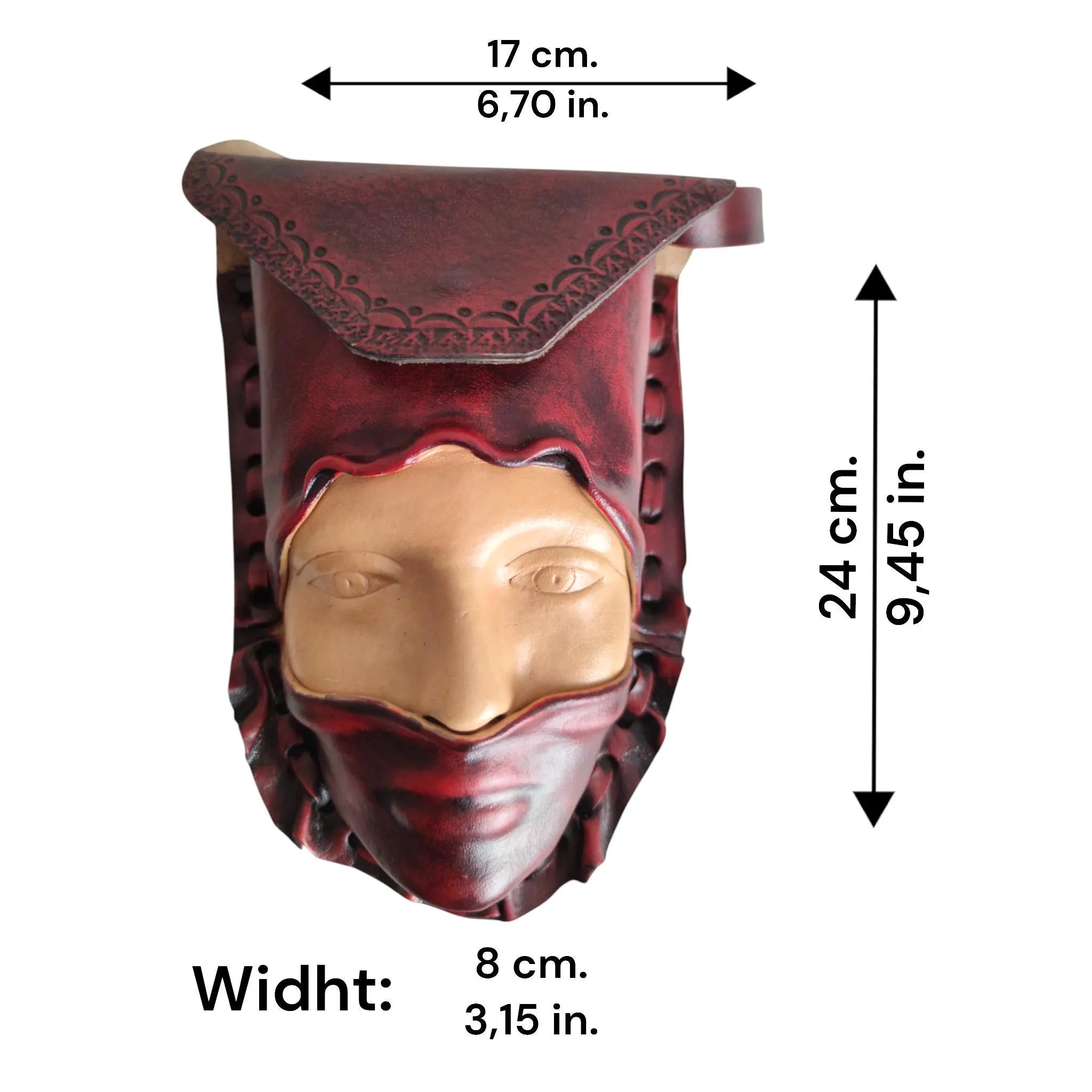 Leather Face Bag | 3D Sculpted Mask | Hand Painted Crossbody | Avant Garde Steampunk Gothic Art | Full Grain Leather