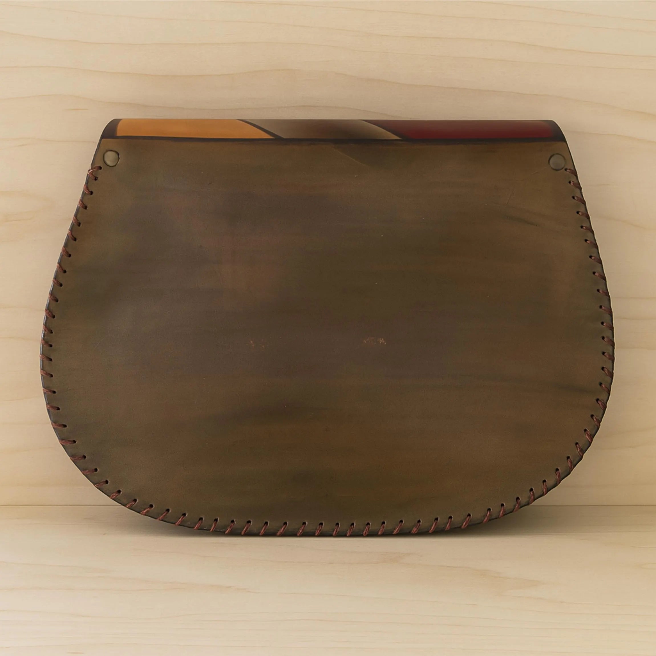 Geometric Leather Crossbody Bag | Hand Painted Aztec Kilim Pattern | Boho Western Satchel | Veg-Tan Full Grain Cowhide