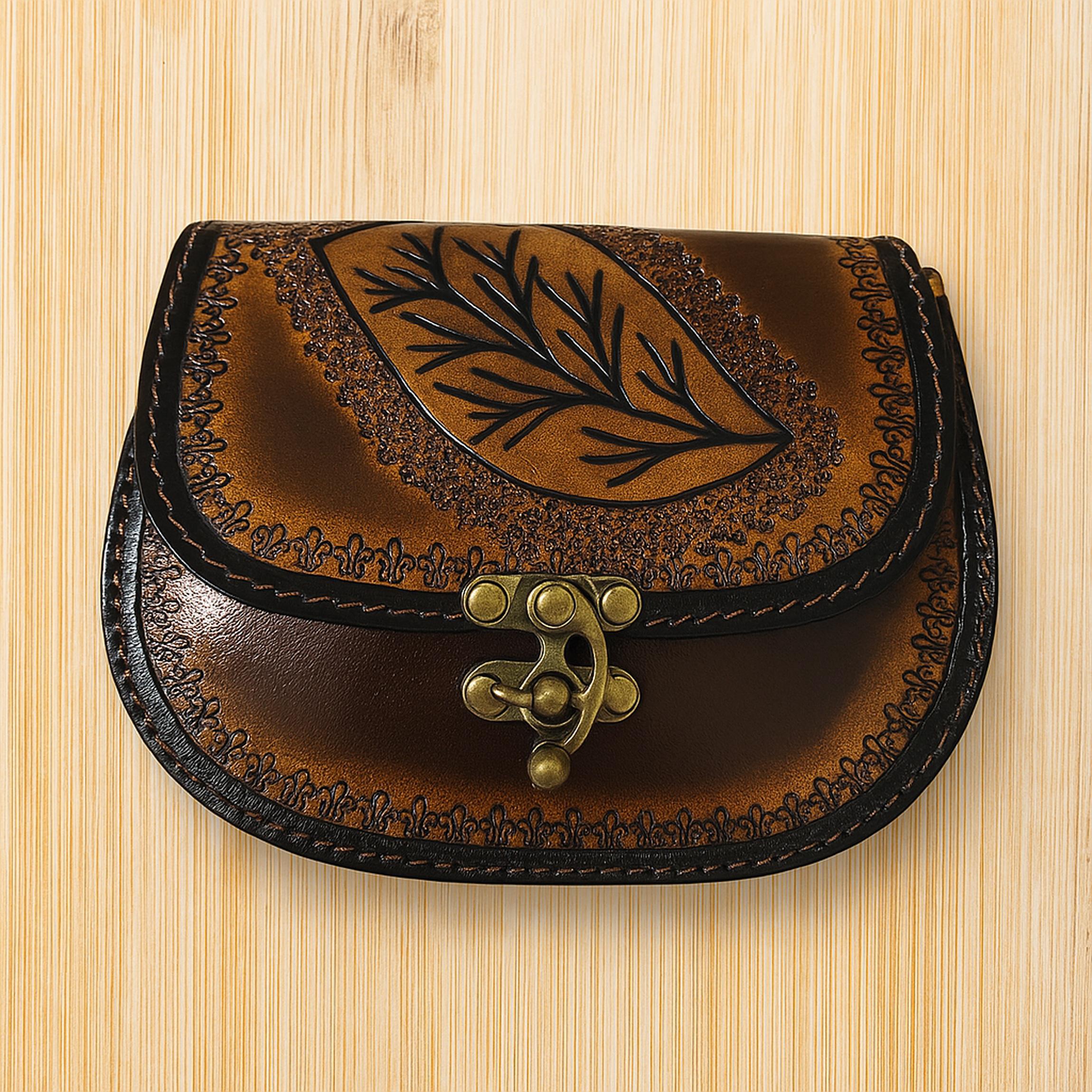 Tooled Leather Crossbody Bag | Floral Carved Satchel | Pink Basket Weave Western Boho | Structured Case | Veg-Tan Full Grain
