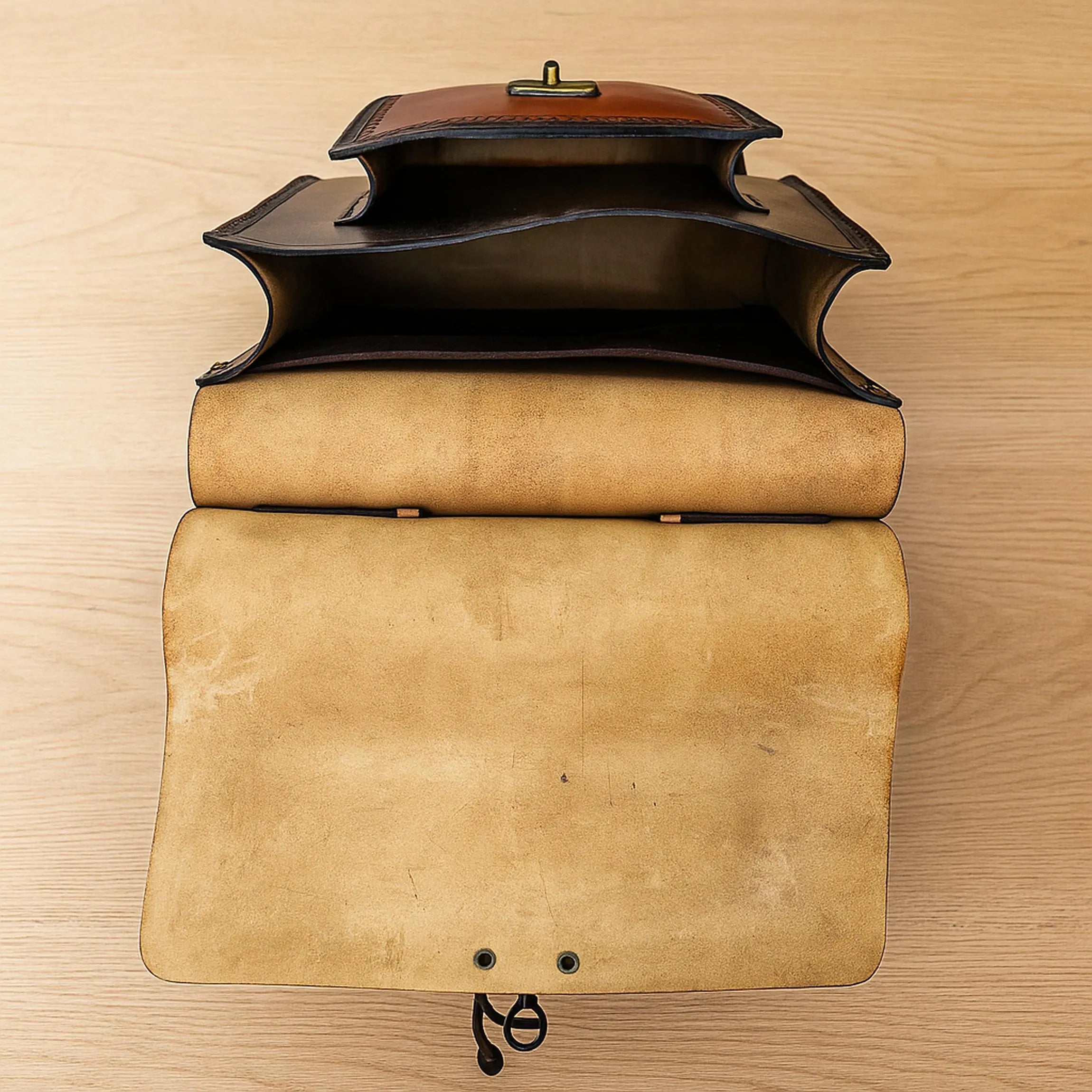 Leather Backpack | Handmade Floral Painted Rucksack | Boho Travel Bag | Turkish Ottoman Art | Veg-Tan Full Grain | Vintage Brown