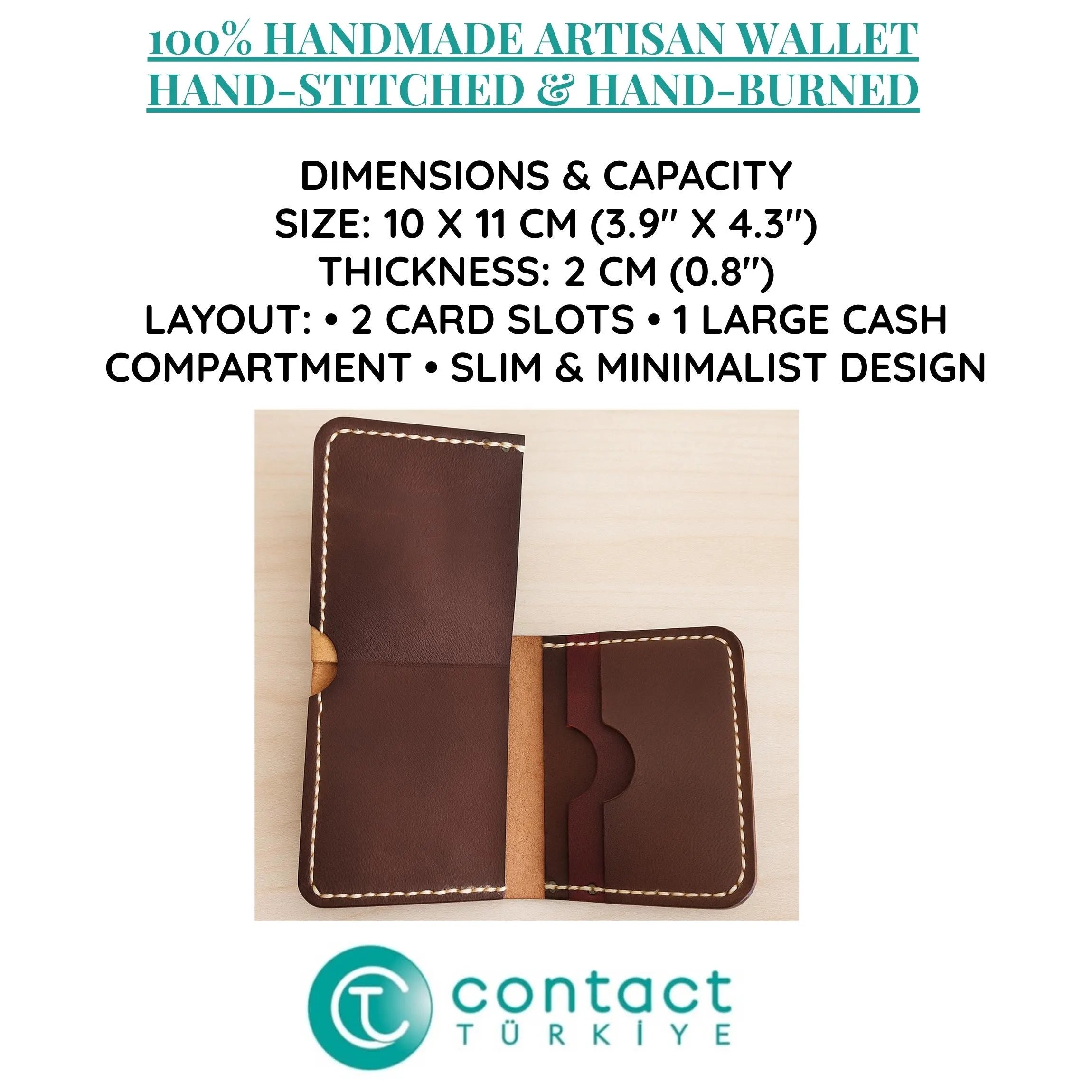 Minimalist Leather Wallet | Hand-Burned Pyrography Art | Animal & Human Figure | Slim Bifold Card Holder | Veg-Tan Full Grain | Personalized