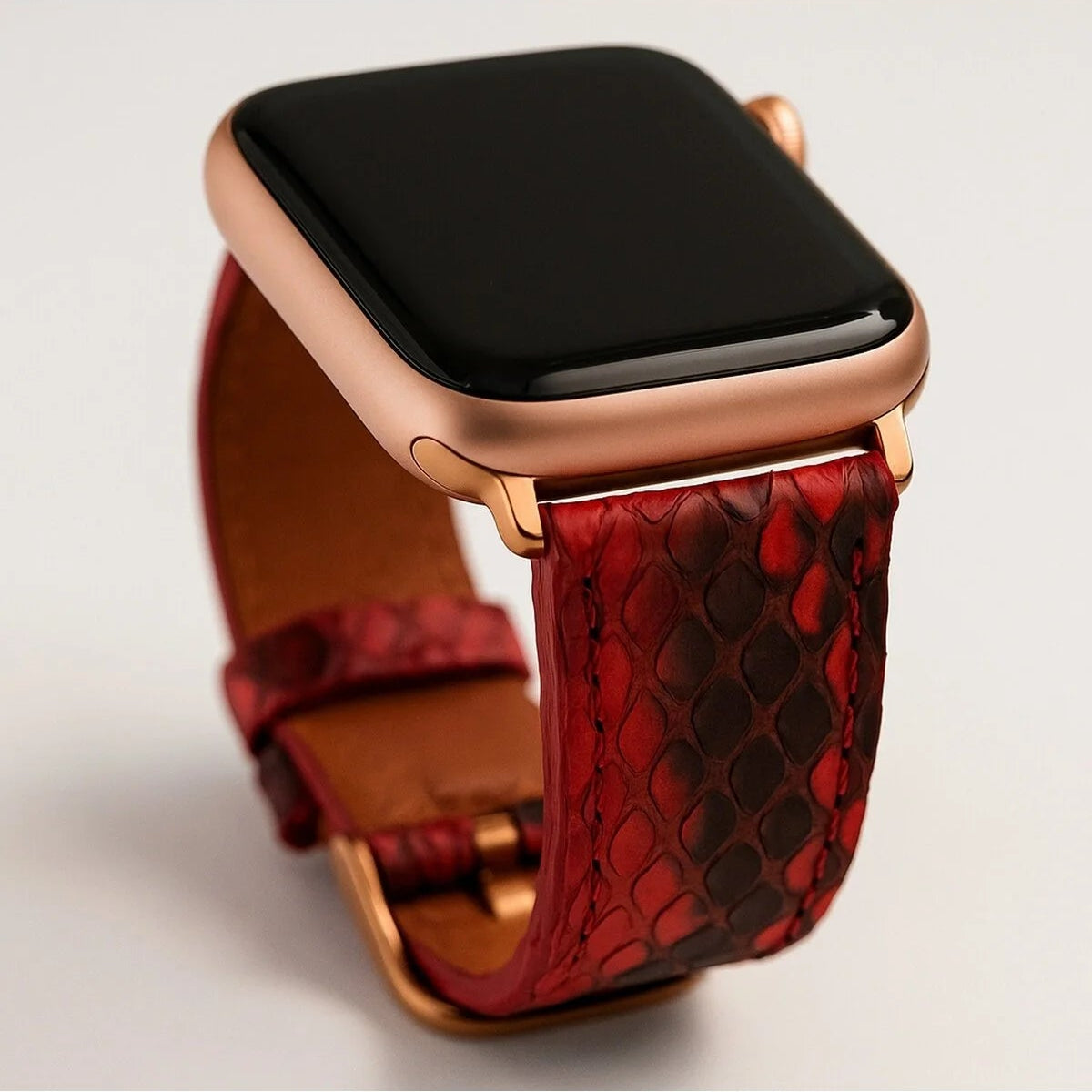 Python Leather Apple Watch Band | Exotic Snake Skin Strap | All Sizes 38mm–49mm | Multiple Band and Closure Color Variations