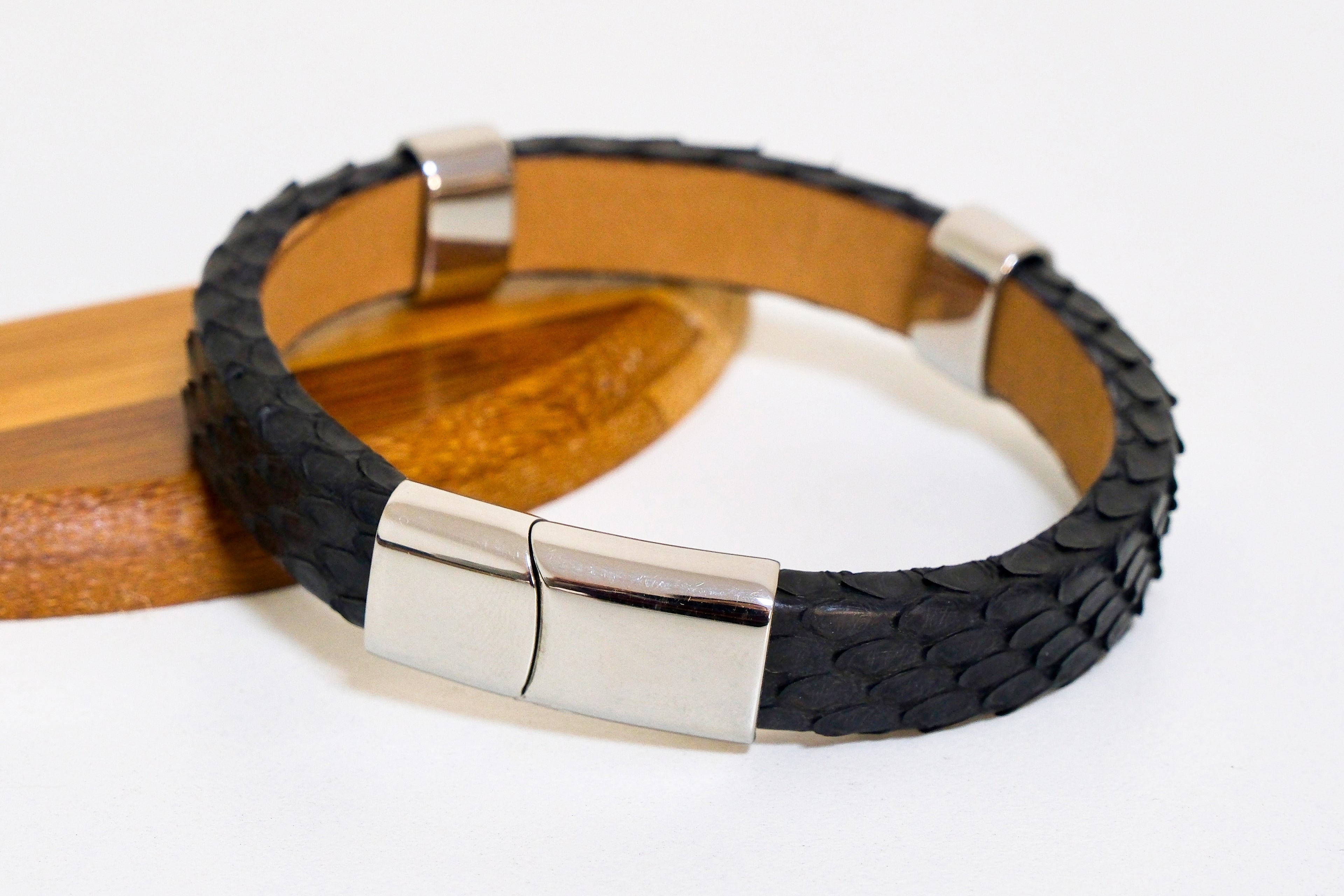 Handmade Python Leather Bracelet Exotic Luxury Cuff for Men & Women